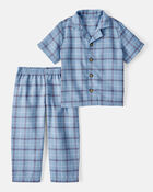 Toddler 2-Piece Plaid Coat Style Loose Fit Pyjamas, image 1 of 3 slides