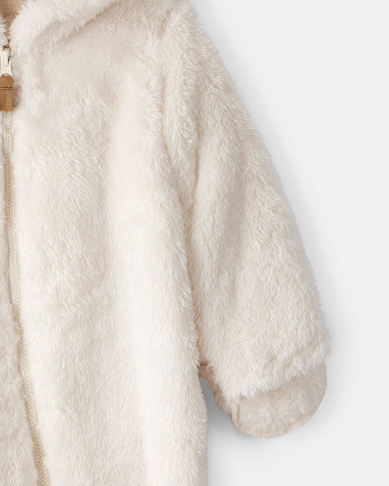 Bébé - Combinaison à manches longues et capuchon en sherpa - Blanc, image 2 sur 3 diapositives