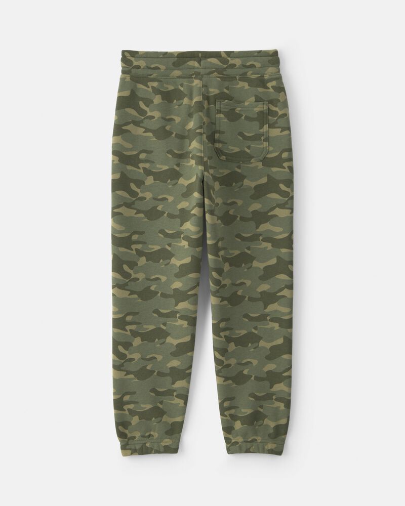 Boys Camo Fleece Joggers - Olive Green, image 2 of 4 slides