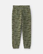 Boys Camo Fleece Joggers - Olive Green, image 2 of 4 slides