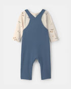 B&eacute;b&eacute; gar&ccedil;on - Ensemble 2 pi&egrave;ces salopette &agrave; motif safari &ndash; Bleu/Cr&egrave;me, image 2 sur 5 diapositives