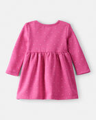 Baby Girl DayDream Fleece Polka Dot Knit Dress - Pink, image 2 of 4 slides