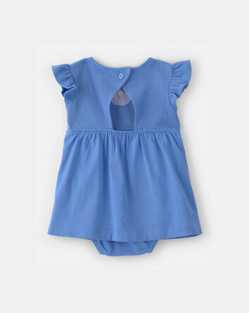 Baby Girl Seashell Short-Sleeve Bodysuit Dress - Blue, 
