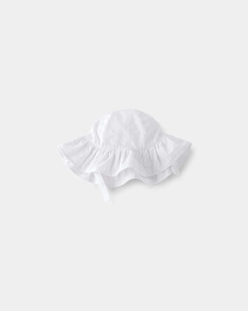 B&eacute;b&eacute; fille - Chapeau cloche en coton &agrave; motif pois suisse - Blanc, 