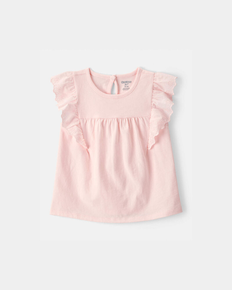 Toddler Girl Eyelet-Sleeve Top - Pink, image 1 of 3 slides