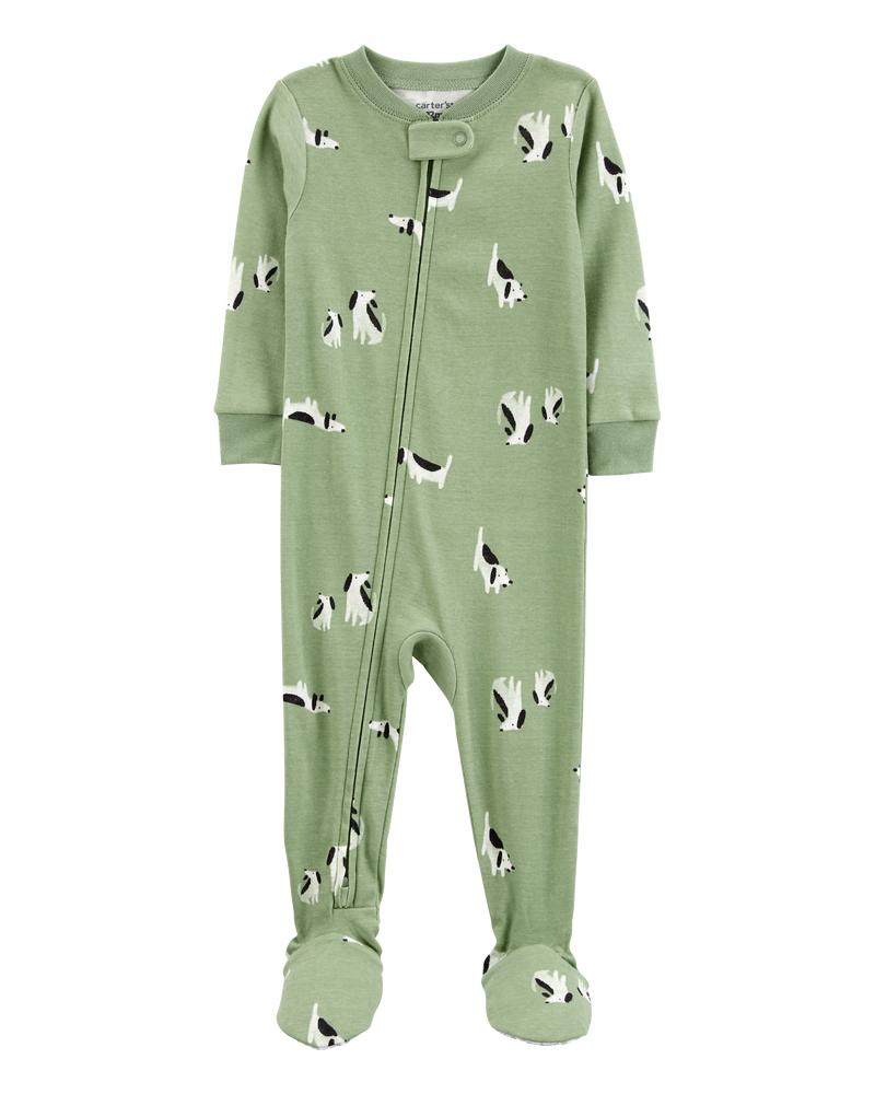 Toddler 1-Piece Dog 100% Snug Fit Cotton Footie Pyjamas, image 1 of 4 slides