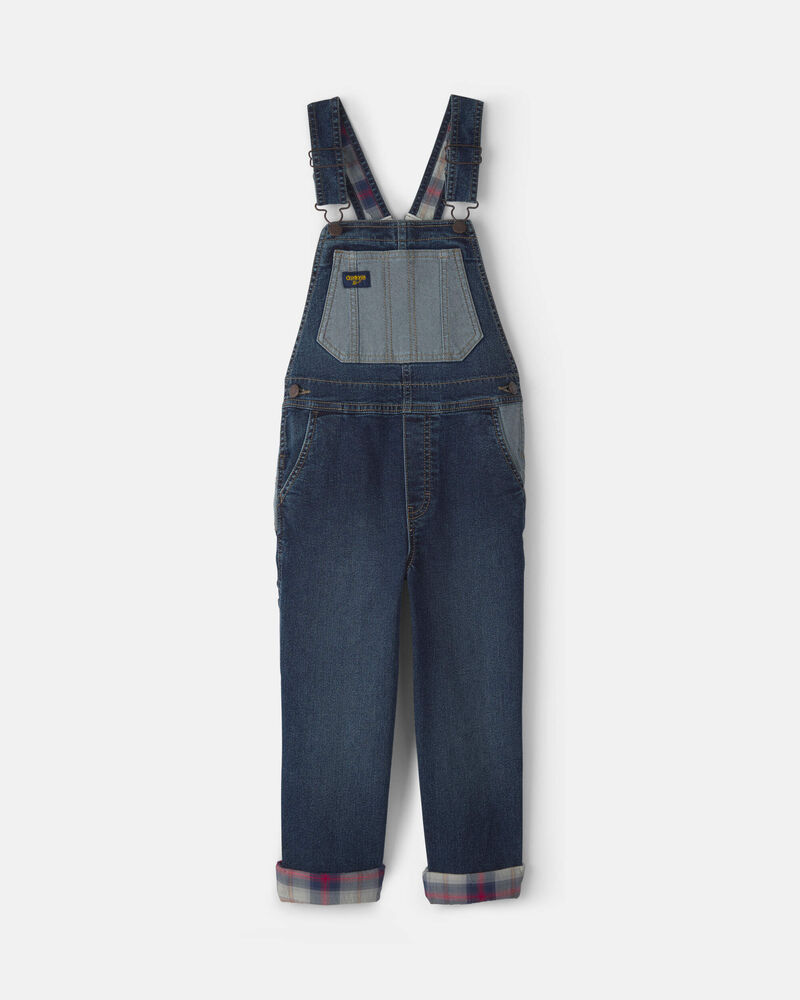 Boys Patched Denim Overalls - Blue, image 1 of 4 slides