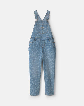 Girls Alphabet Denim Overalls - Medium Wash, 