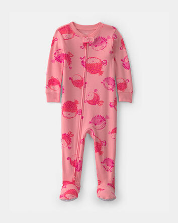 Baby Girl Pufferfish 100% Cotton 1-Piece Pyjama - Pink, 
