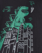 Boys Godzilla 100% Cotton  Loose Fit 4-Piece Pyjamas - Black/Green, image 2 of 4 slides