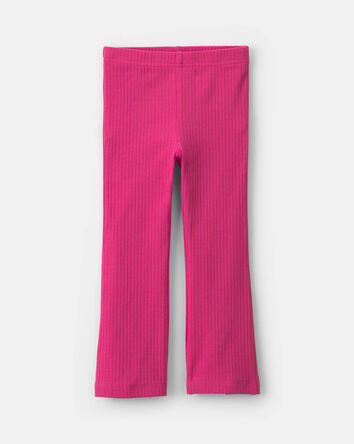Toddler Girl Ribbed Pull-On Stretch Flare Leggings - Pink, 