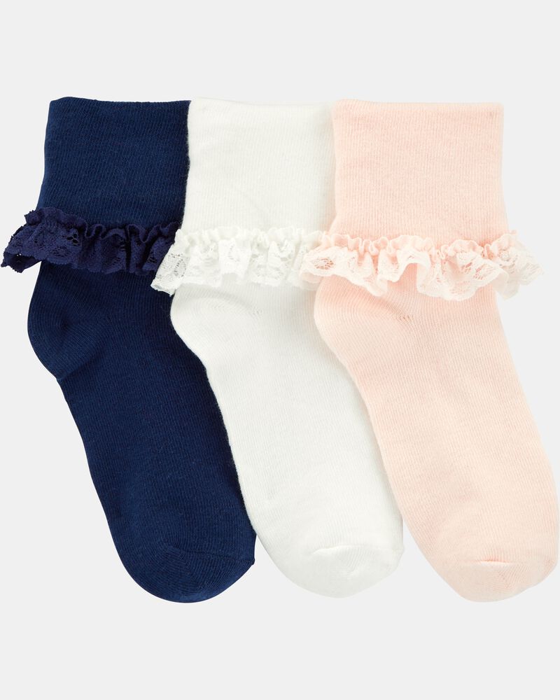 Enfant 3 paires de chaussettes &agrave; dentelle, image 1 sur 1 diapositives