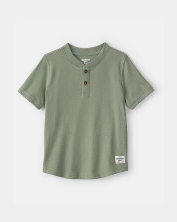 Tout-petit gar&ccedil;on - T-shirt &agrave; col henley &agrave; manches courtes - Vert olive, 