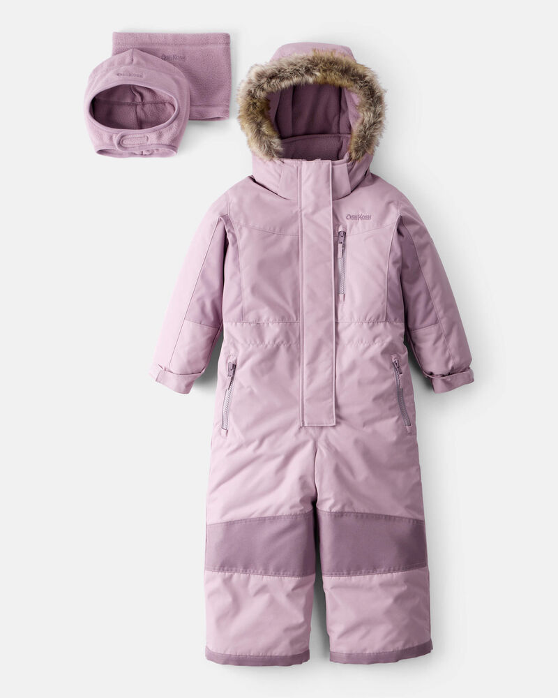 Toddler Girl 1-Piece Taslan Snowsuit - Rosewood, image 1 of 3 slides