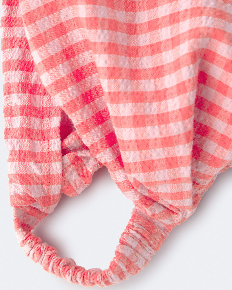 Toddler Girl Gingham Bandana Hair Scarf - Orange, image 6 of 7 slides