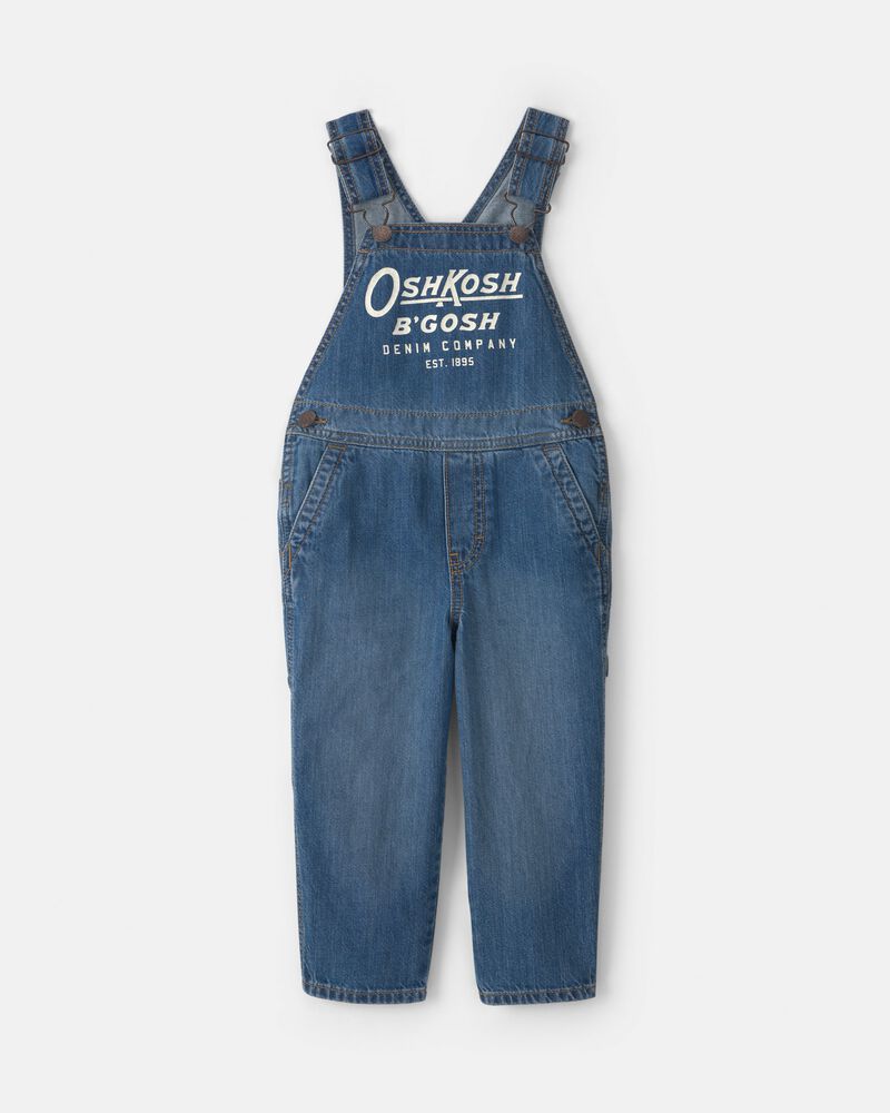 Toddler Logo Denim Overalls - Dark Wash, image 1 of 4 slides