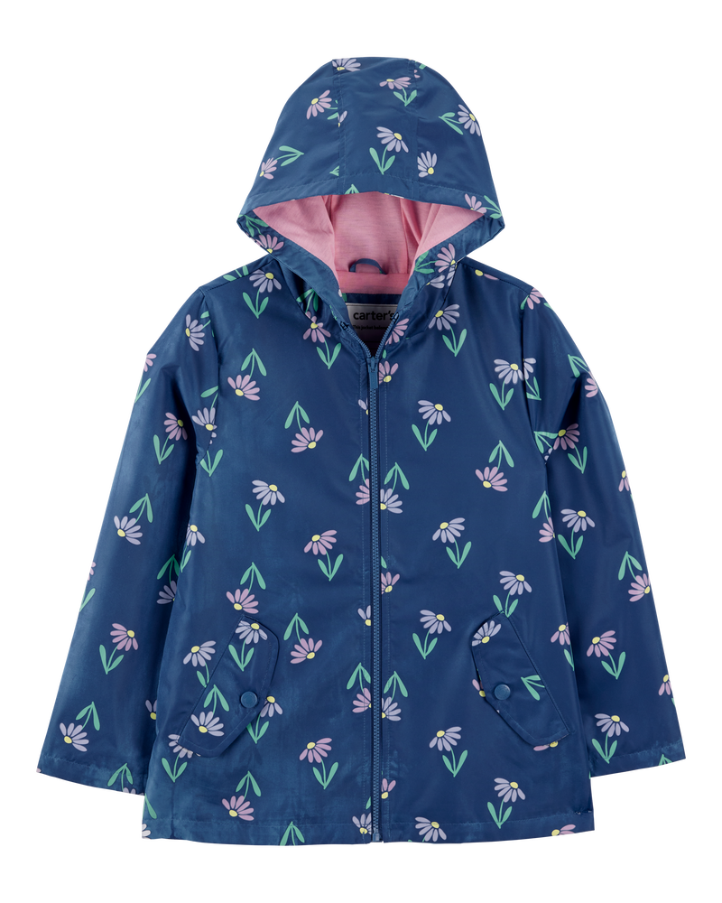 Kid Colour Changing Rain Jacket - Navy, image 3 of 6 slides