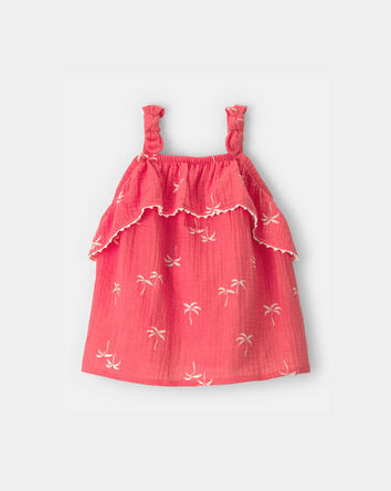 Toddler Girl Palm Tree Gauze Tank Top - Orange, 