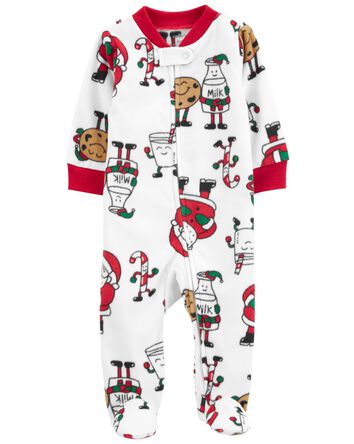 Christmas Cookies Zip-Up Fleece Sleeper Pyjamas, 
