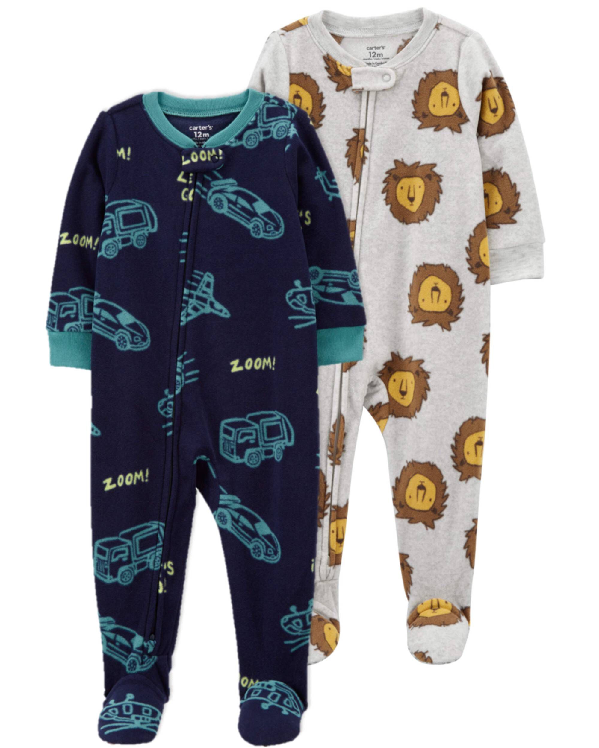 Multi Toddler 2 Pack Fleece Footie Pajamas Carter s Oshkosh Canada