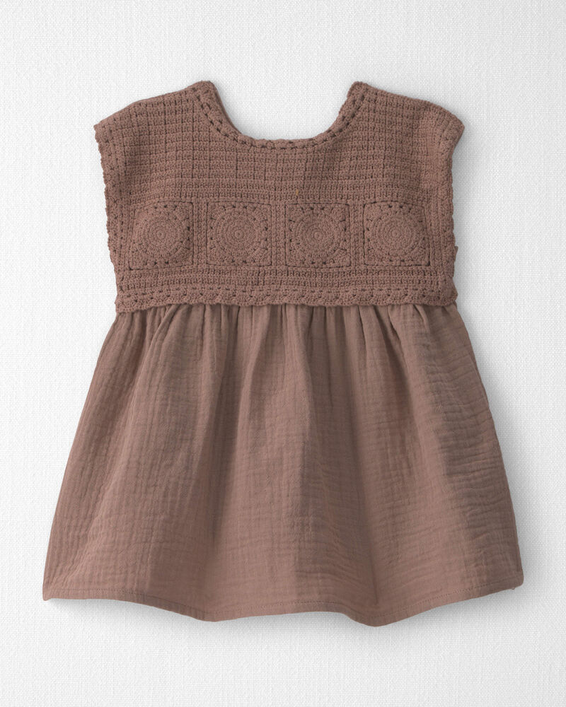 B&eacute;b&eacute; fille - Robe en gaze de coton biologique et crochet, image 1 sur 5 diapositives