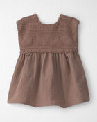 B&eacute;b&eacute; fille - Robe en gaze de coton biologique et crochet, image 1 sur 5 diapositives
