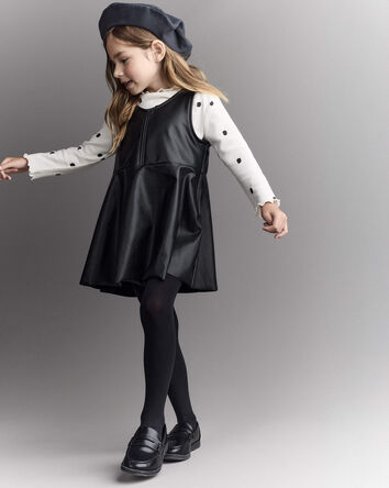 Toddler Girl Faux Leather Sleeveless Dress - Black, 