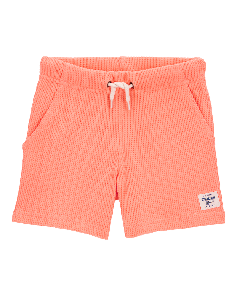 Toddler Waffle Knit Drawstring Shorts - Orange, image 1 of 7 slides