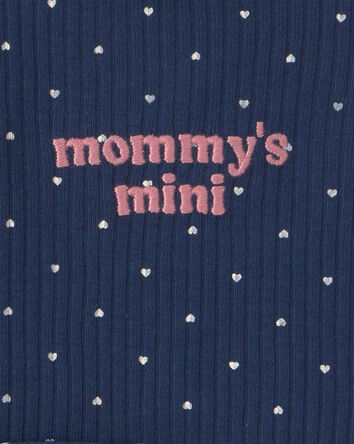 Baby Girl 2-Piece 'Mommy's Mini' Long-Sleeve Bodysuit & Pant Set - Navy Blue, 