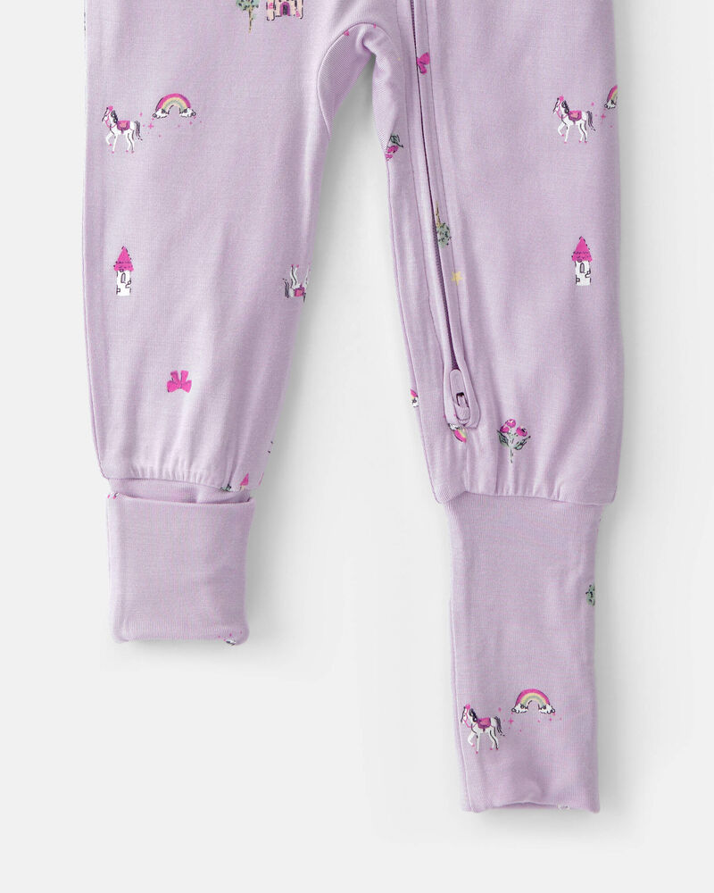 Baby Girl Fairytale PurelySoft 2-Way Zip 1-Piece Pyjama - Purple, image 2 of 7 slides