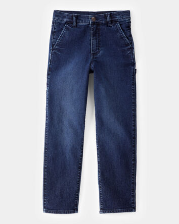 Boys Baggy Iconic Denim Cargo Pants - Indigo Wash, 