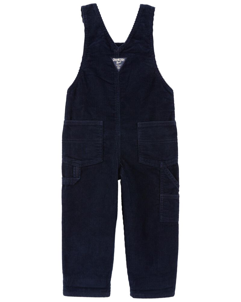Navy PlaidLined Corduroy Overalls