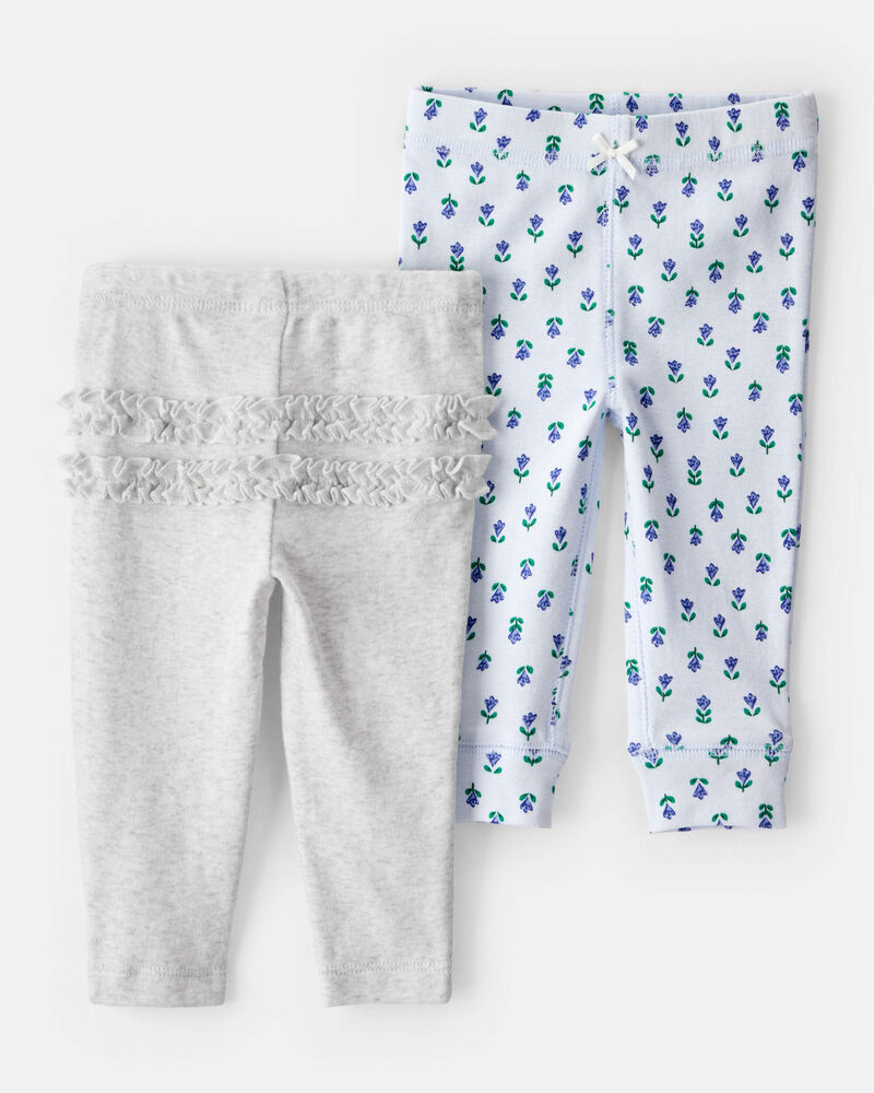 Bébé Emballage de 2 pantalons à enfiler à motifs de fleurs, image 9 sur 10 diapositives