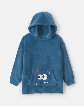 Boys Monster Fleece Loose Fit Pyjama Hoodie - Blue, 