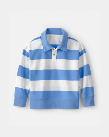 Boys Striped French Terry Pullover Sweatshirt - Blue/White, 