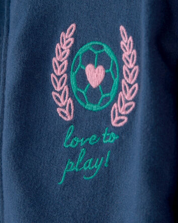 Baby Girl Varsity French Terry Zip-Up Jacket - Blue, 