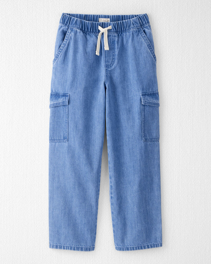 Kid Organic Cotton Chambray Cargo Pants, image 1 of 7 slides