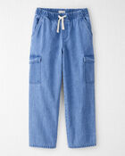 Kid Organic Cotton Chambray Cargo Pants, image 1 of 7 slides