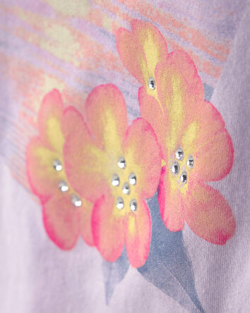 Girls Floral Dolphin Graphic Tee - Purple, 