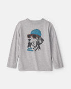 Boys Just Chillin' Dog Long-Sleeve Graphic Tee - Gray, image 1 of 3 slides