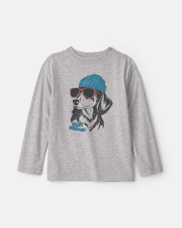 Boys Just Chillin' Dog Long-Sleeve Graphic Tee - Gray, 