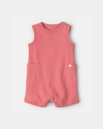 B&eacute;b&eacute; - Barboteuse sans manches en tricot gaufr&eacute; - Orange, 