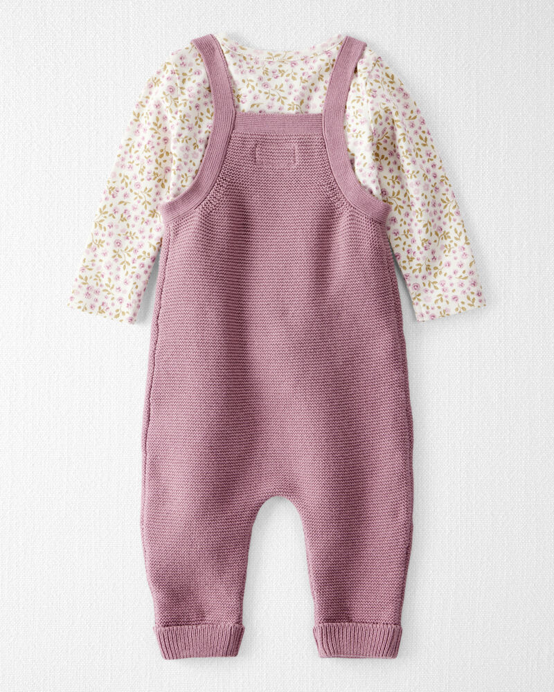 Baby Boy 2-Piece Organic Cotton Overall Set in Floral Print, image 6 of 7 slides