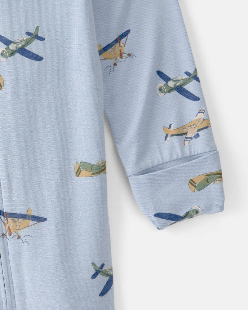 Baby Boy Plane 2-Way Zip PurelySoft Sleeper - Blue, image 5 of 7 slides