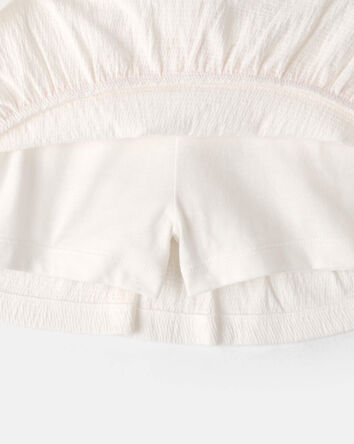 Tout-petit fille - Jupe-short en tissu froiss&eacute; - Ivoire, 
