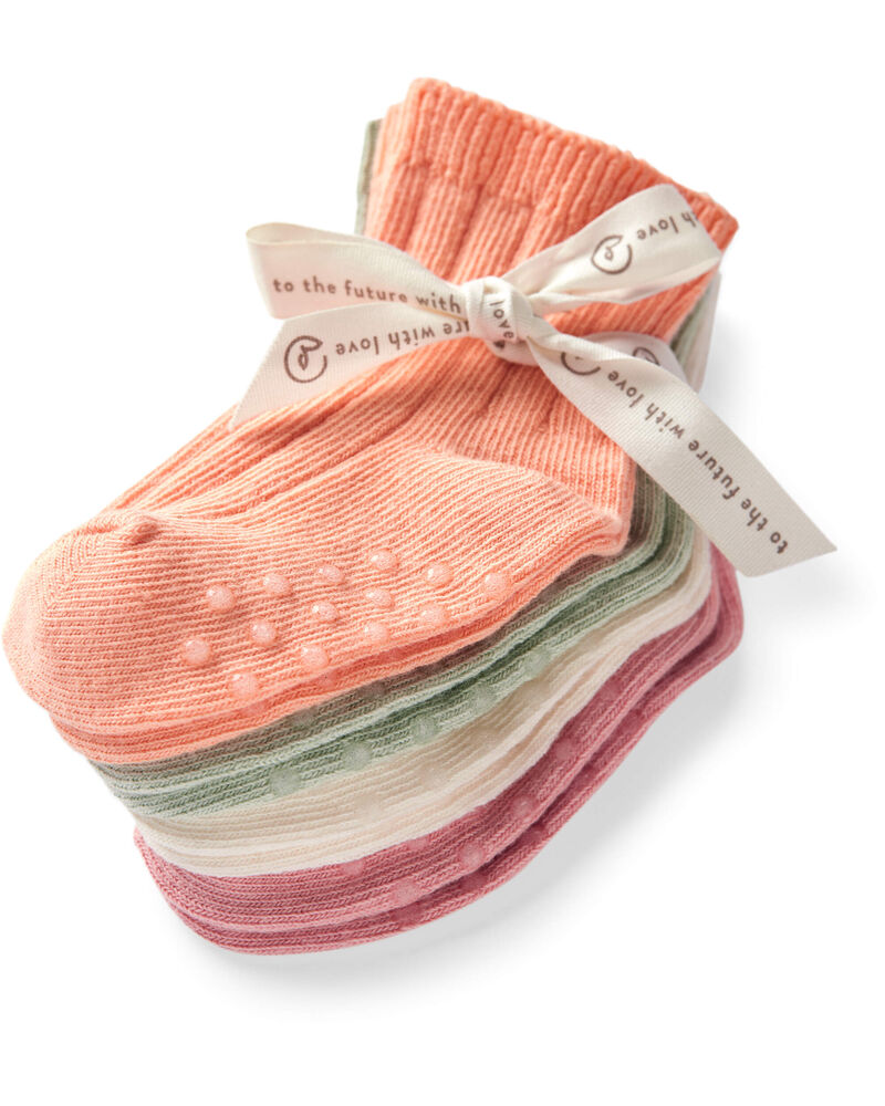 Baby 4-Pack No-Slip Socks Made with Organic Cotton, image 2 of 3 slides