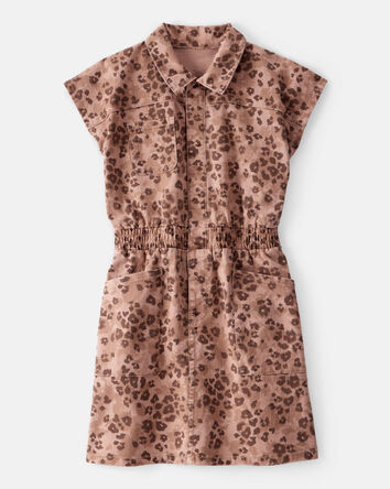 Filles - Robe à manches courtes à imprimé léopard – Brun, 