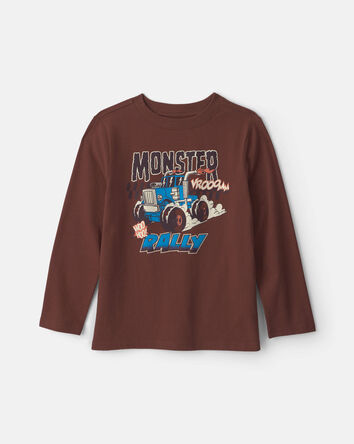 Gar&ccedil;ons - T-shirt manches longues &agrave; imprim&eacute; &laquo;Monster Truck Rally&raquo; - Brun, 
