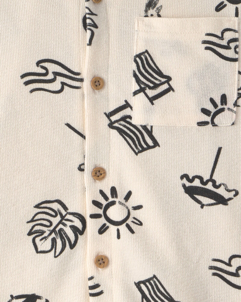 Gar&ccedil;ons - Chemise boutonn&eacute;e &agrave; motif de plage - Cr&egrave;me, image 5 sur 5 diapositives