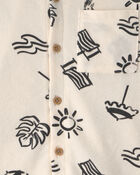 Gar&ccedil;ons - Chemise boutonn&eacute;e &agrave; motif de plage - Cr&egrave;me, image 5 sur 5 diapositives
